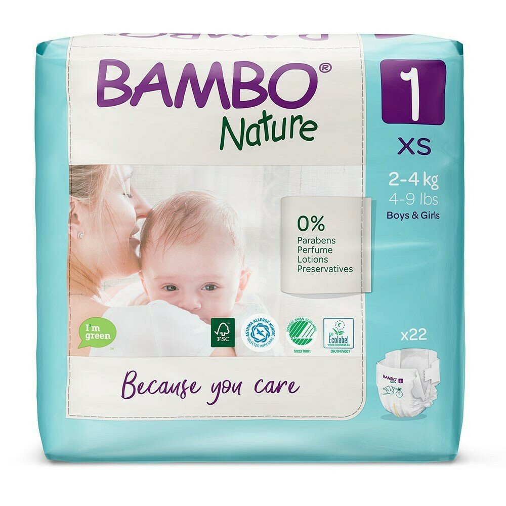 Bambo Nature Πάνες με Αυτοκόλλητο No. 1 για 2-4kg 22τμχ