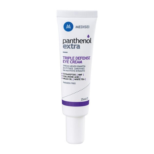 Medisei Panthenol Extra Triple Defense Ενυδατική & Αντιγηραντική Κρέμα Ματιών κατά των Μαύρων Κύκλων με Υαλουρονικό Οξύ 25ml