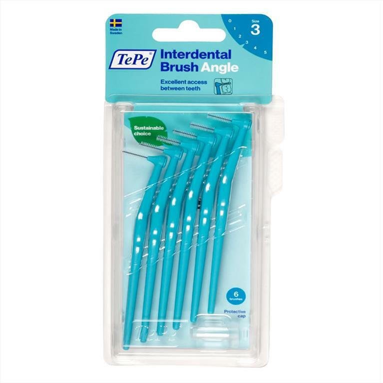 TePe Angle Μεσοδόντια Βουρτσάκια με Λαβή 0.6mm Μπλε 6τμχ