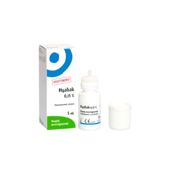Thea Pharma Hellas Hyabak 0.15% Οφθαλμικές Σταγόνες με Υαλουρονικό Οξύ για Ξηροφθαλμία 5ml