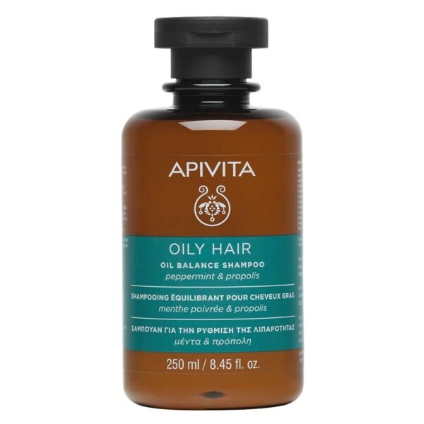 Apivita Oil Balance Shampoo Σαμπουάν Εξισορρόπησης για Έντονη Λιπαρότητα με Μέντα & Πρόπολη 250ml