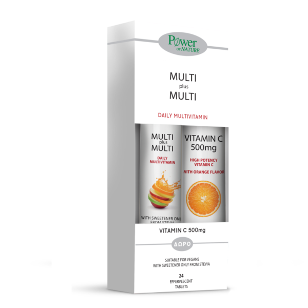 Power Health Power Of Nature Multi + Multi με Στέβια 20 αναβράζοντα δισκία & Vitamin C 500mg Πορτοκάλι 20 αναβράζοντα δισκία