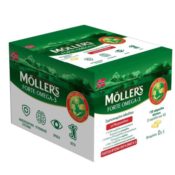 Moller's Forte Omega 3 Μουρουνέλαιο και Ιχθυέλαιο Κατάλληλο για Παιδιά 150 κάψουλες