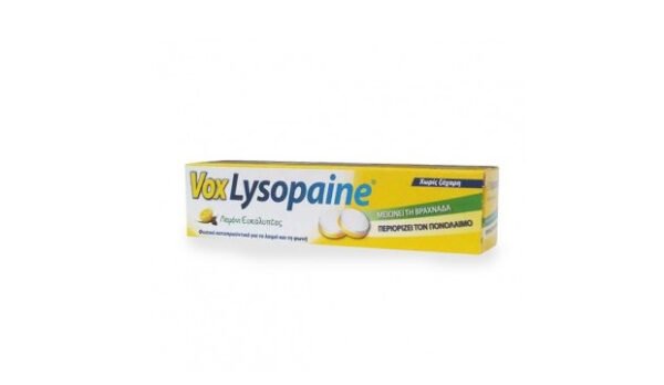 Sanofi Vox Lysopaine Καραμέλες χωρίς Γλουτένη Λεμόνι & Ευκάλυπτος 18τμχ