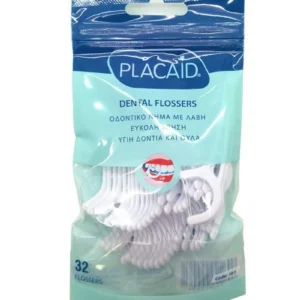 Plac Aid Οδοντικό Νήμα με Λαβή σε Λευκό χρώμα 32τμχ