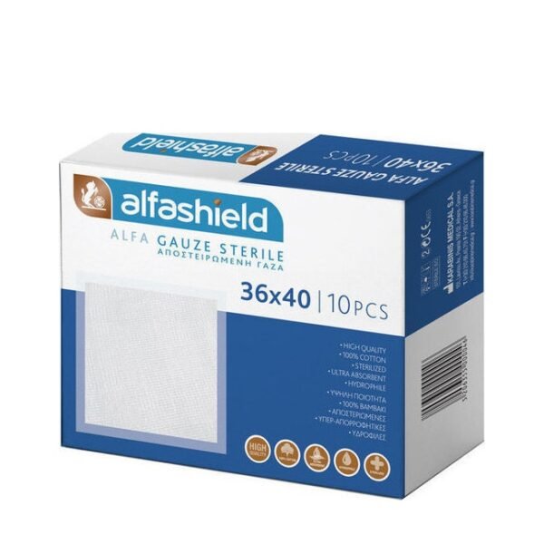 Alfashield Sterile Αποστειρωμένες Γάζες 36x40cm 10τμχ