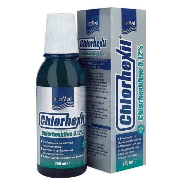 Intermed Chlorhexil 0.12% Στοματικό Διάλυμα για την Ουλίτιδα κατά της Πλάκας και της Κακοσμίας 250ml