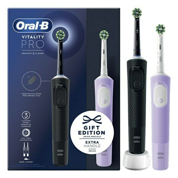Oral-B Vitality Pro Duo Pack Ηλεκτρική Οδοντόβουρτσα Black & LIlac - Image 2