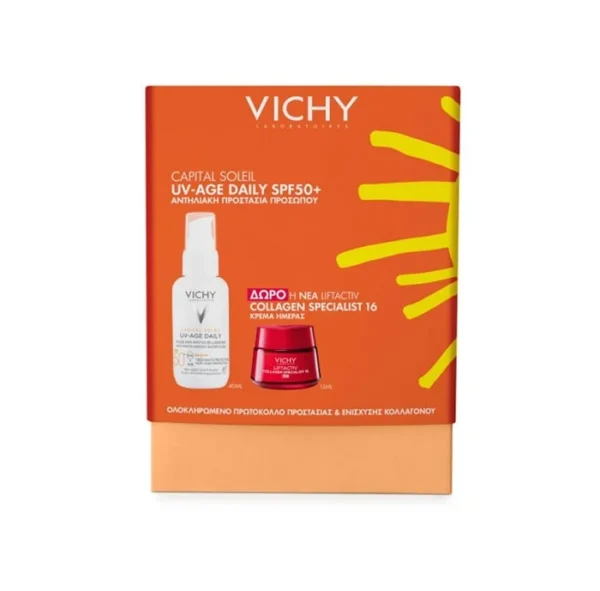 Vichy Capital Soleil UV-Age Daily SPF50+, 40ml & Liftactiv Collagen Specialist 16 Day Cream 15ml