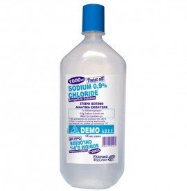 Demo Twist off Pebot Sodium 0.9% Chloride, 1000ml Στείρο Ισότονο Διάλυμα Έκπλυσης με εύκολο άνοιγμα