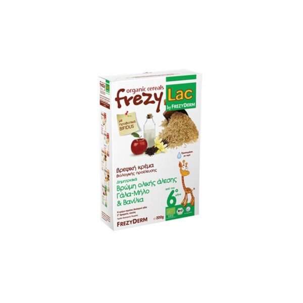 Frezylac Bio Cereal Βιολογική Βρεφική Κρέμα Βρώμης Ολικής Άλεσης Με Γάλα Μήλο & Βανίλια 200gr