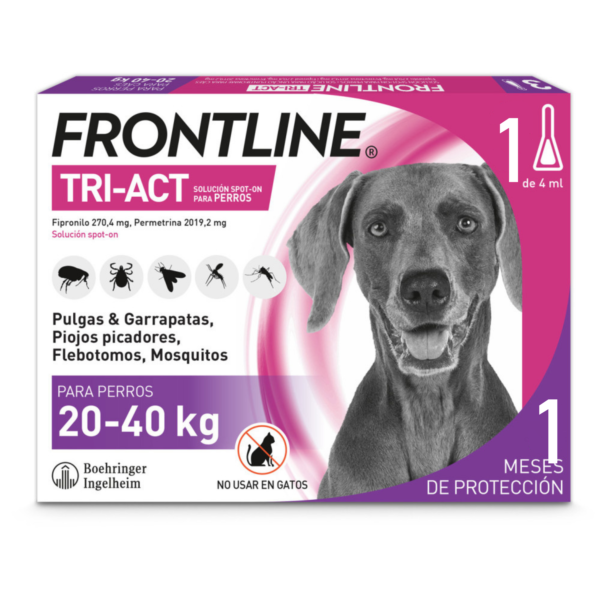 Frontline Tri-Act από 20 έως 40 kg Αμπούλα για την αντιμετώπιση των ψύλλων 1 πιπέτα