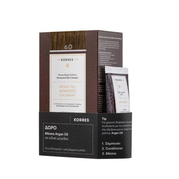 Korres Argan Oil Advanced Colorant 6.0 Ξανθό Σκούρο + ΔΩΡΟ Μάσκα Argan Oil σε ειδικό μέγεθος 20ml