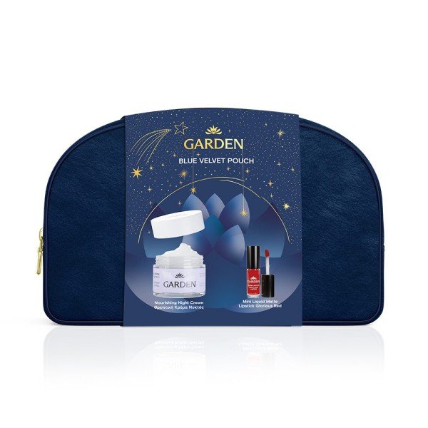 Garden Blue Velvet Pouch με Θρεπτική Κρέμα Νύχτας με Αβοκάντο, 50ml & Mini Liquid Lipstick Matte Glorious Red, 2ml