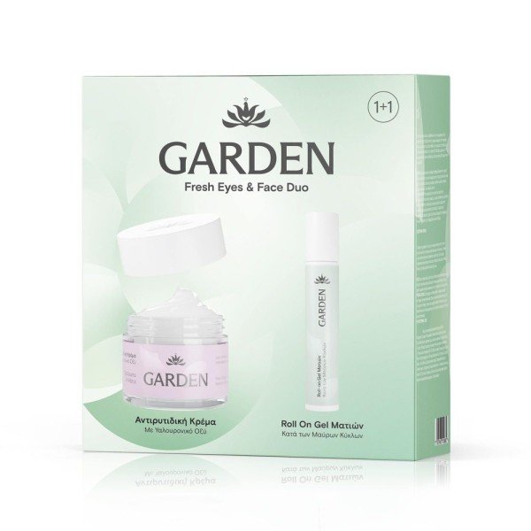 Garden Fresh Eyes & Face Duo με Αντιρυτιδική με Υαλουρονικό Οξύ, 50ml & Roll On Gel Ματιών κατά των Μαύρων Κύκλων, 20ml