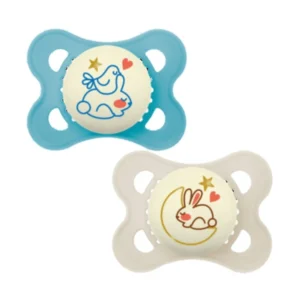 Mam Πιπίλες Σιλικόνης Original Night για 2-6 μηνών Γαλάζια/Διάφανη 2 τεμάχια