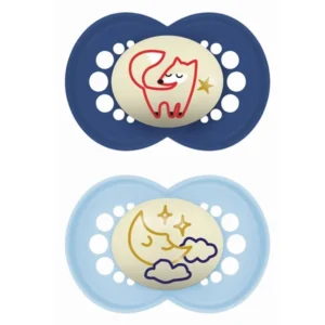 Mam Πιπίλες Σιλικόνης Original Night για 6-16 μηνών Μπλε/Γαλάζιο 2 τεμάχια