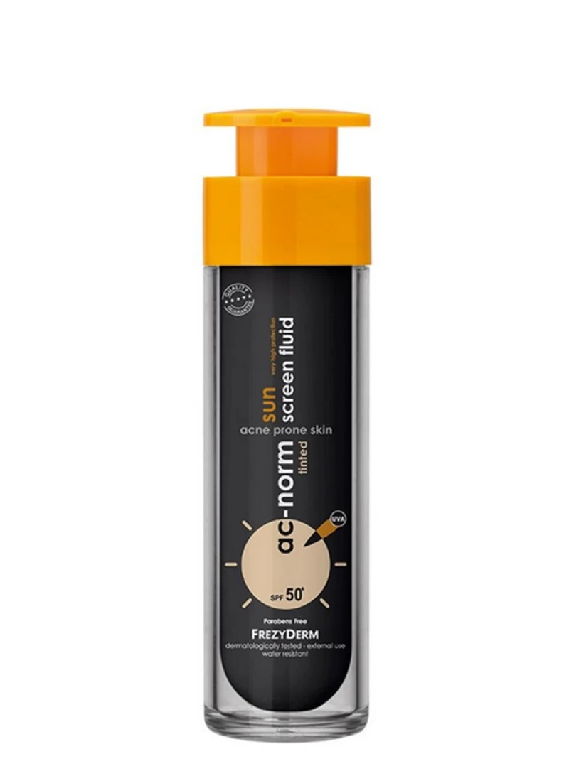 Frezyderm Ac-Norm Sun Screen Fluid Tinted SPF 50+,Aντηλιακή Προσώπου με Χρώμα για Ακνεϊκά Δέρματα 50ml