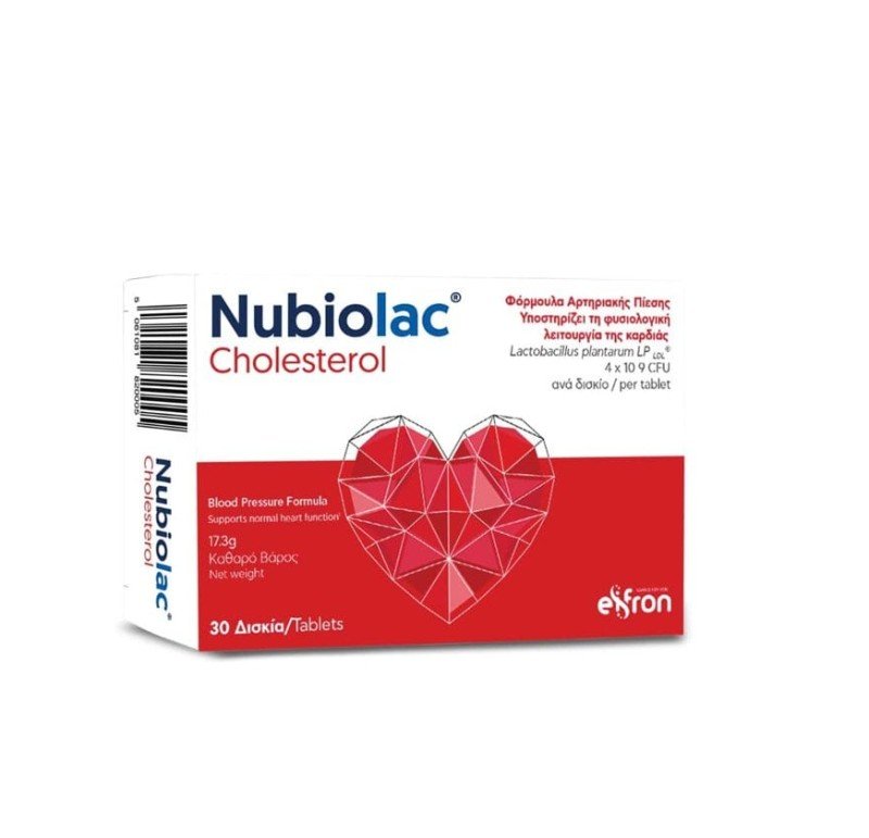 Nubiolac Chlolesterol Συμπλήρωμα Διατροφής για Χοληστερόλη & Αρτηριακή Πίεση 30tabs