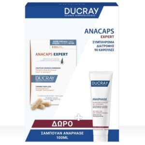 Ducray Promo κατά της Τριχόπτωσης με Anacaps Expert, 90caps & Δώρο Ducray Anaphase Chronic Σαμπουάν Κατά της Τριχόπτωσης, 100ml, 1σετ
